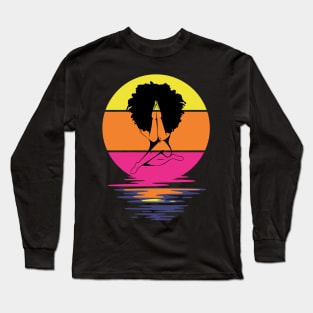 Praying Afro Girl, Black woman, Natural Hair, Black Queen Long Sleeve T-Shirt